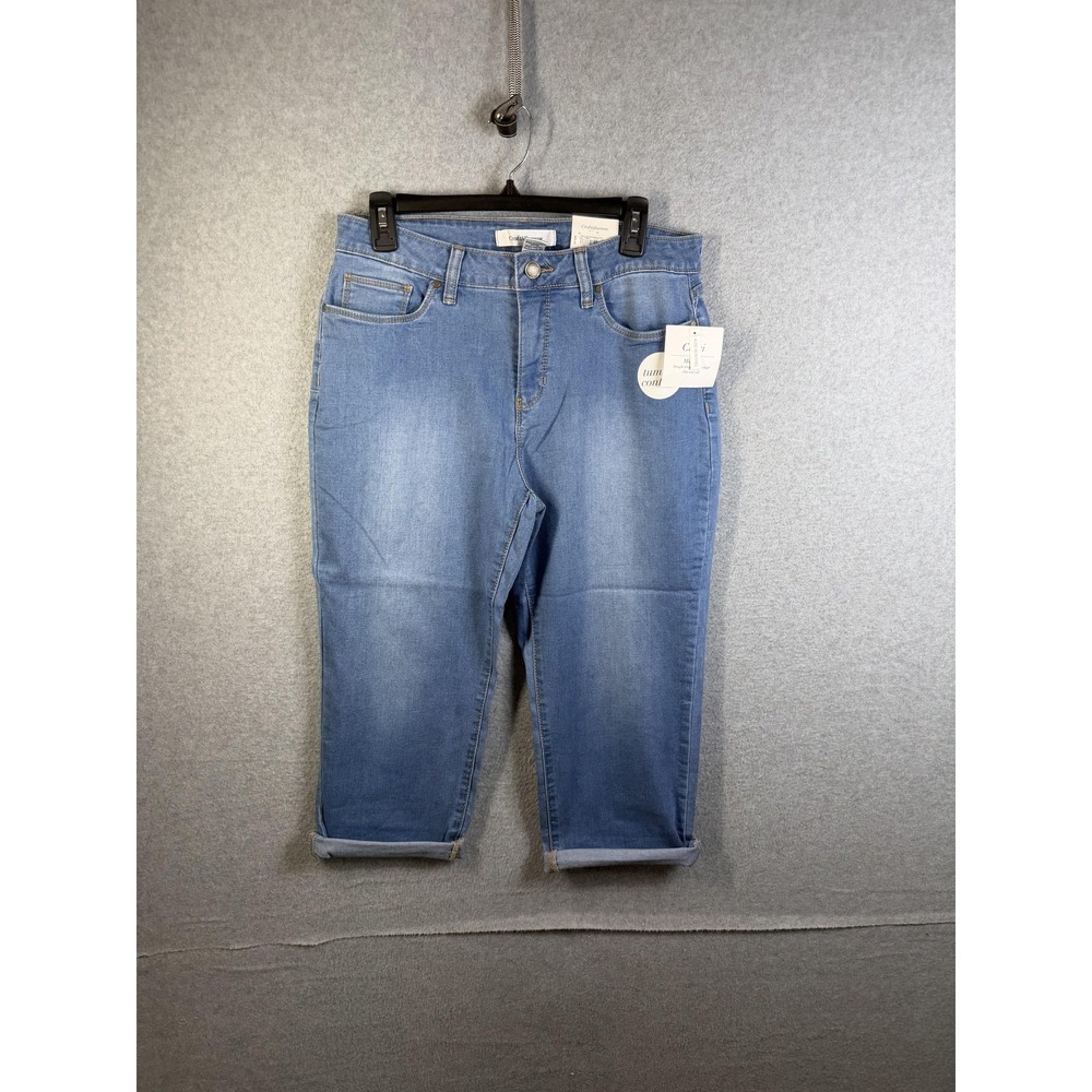 Croft & Barrow Capri Jeans Womens 10 Blue Mid Rise Stretch Tummy Control Denim